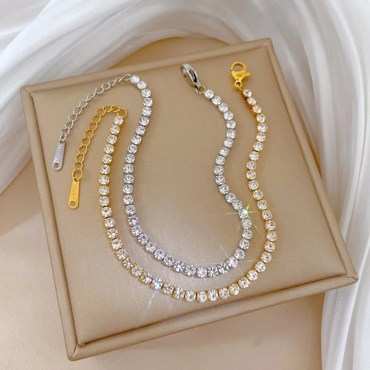 Pulseras de cadena de tenis de circonio brillante de acero inoxidable para mujeres y niñas, brazalete de lujo, accesorios de mano, regalos de joyería para amigos