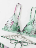 Bikini de Serpiente con Lentejuelas - Traje de Baño Glam para la Arena