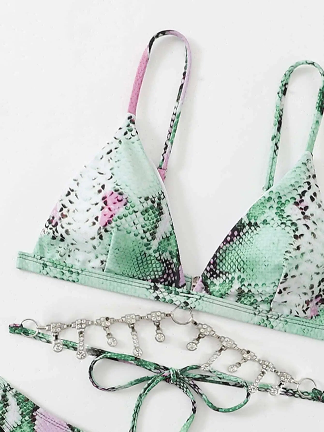 Bikini de Serpiente con Lentejuelas - Traje de Baño Glam para la Arena