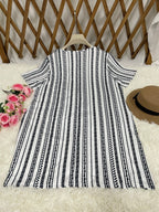 Vestido Rayas para Mujer | Manga Corta y Cuello Redondo | Holgado para Oficina | Tico Trendy