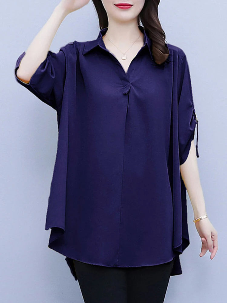 Blusa de gasa holgada para mujer | Moda de verano y otoño, talla grande