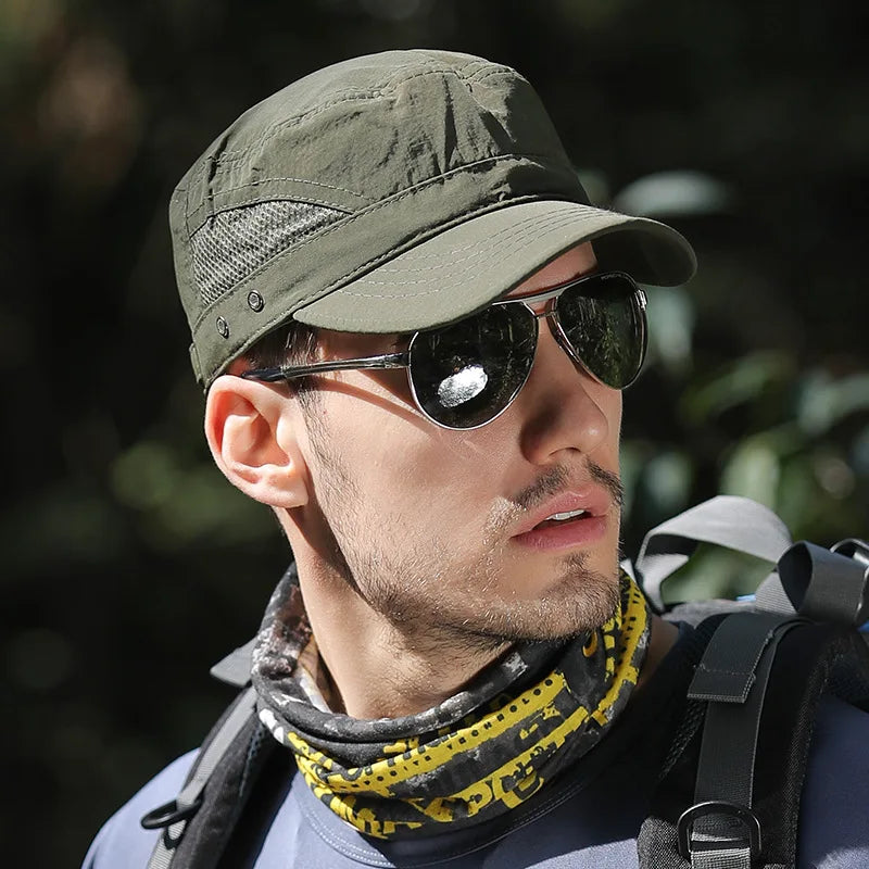 Verano de secado rápido malla transpirable deporte al aire libre suave sombrero plano gorra de hombre mujeres gorra de béisbol pesca correr senderismo gorra de camionero