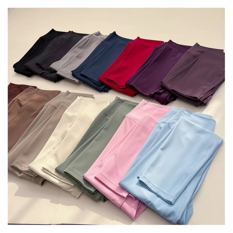 VEQKING Leggings Deportivos de Cintura Alta para Mujer, Efecto Segunda Piel, Secado Rápido, para Gimnasio, Correr, Elásticos, Sólidos, Trajes de Entrenamiento