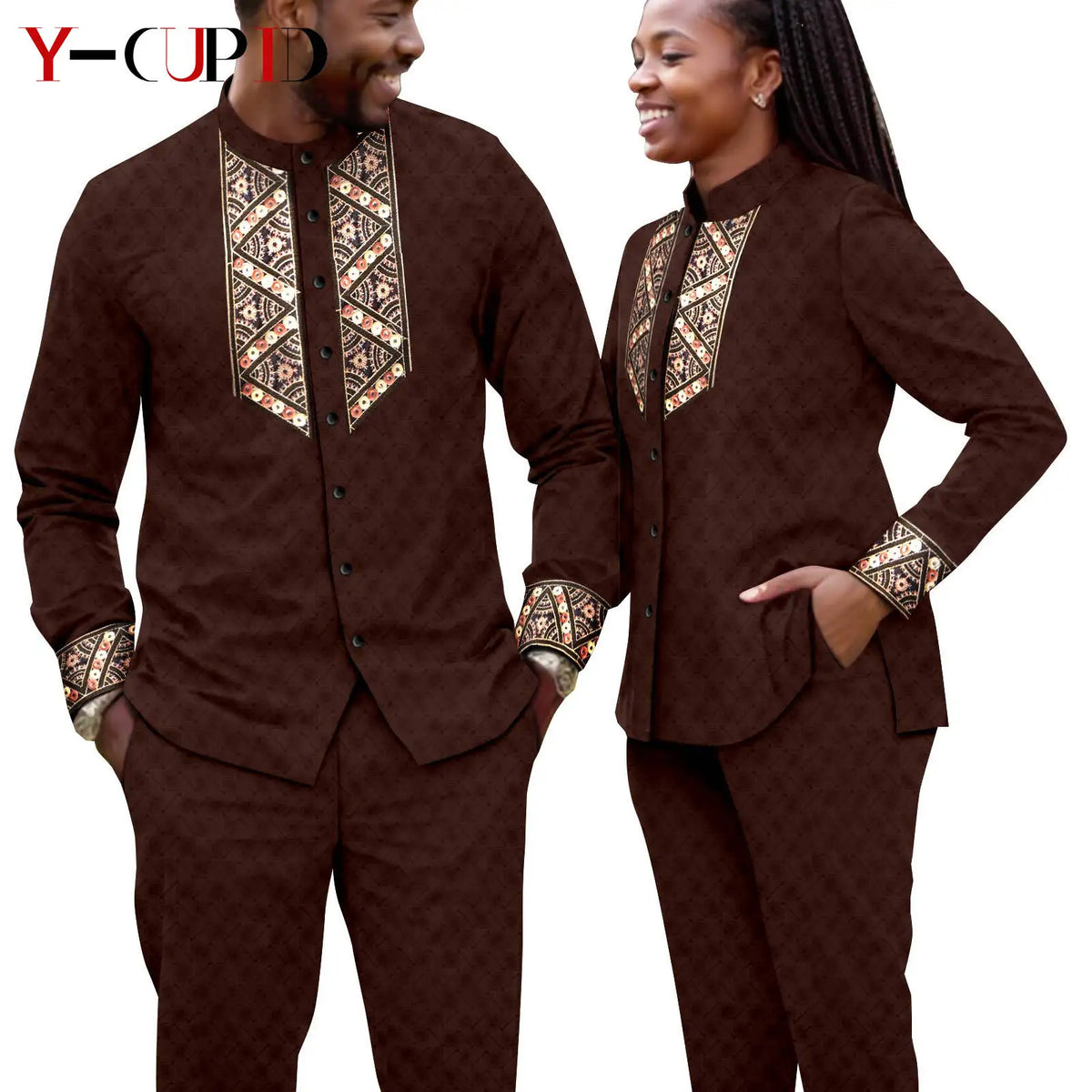 Conjunto Jacquard Africano Boda Pareja | Blusa y Pantalón | Tallas XS-6XL | Tico Trendy