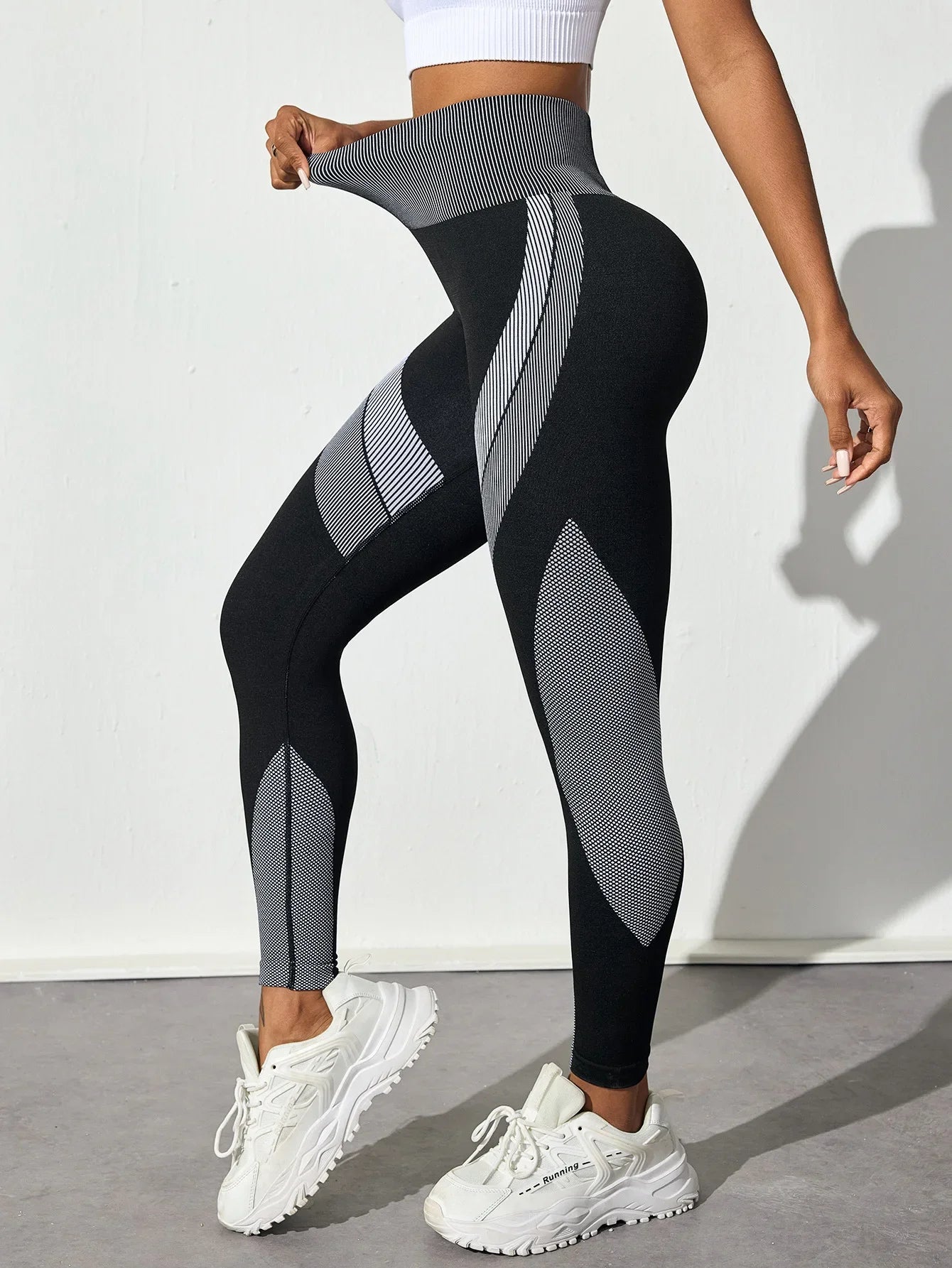 Pantalones Yoga sin Costuras para Mujer | Contraste de Color y Cintura Alta | Secado Rápido para Correr | Tico Trendy