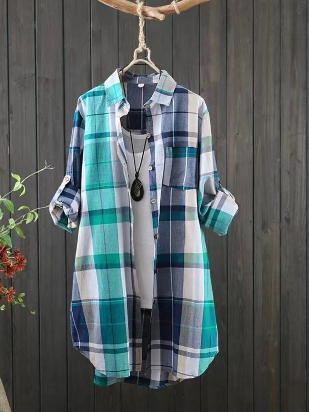 Camisa Cuadros Solapa Protector Solar Plus Size | Manga Larga | Tallas 1XL-5XL | Tico Trendy