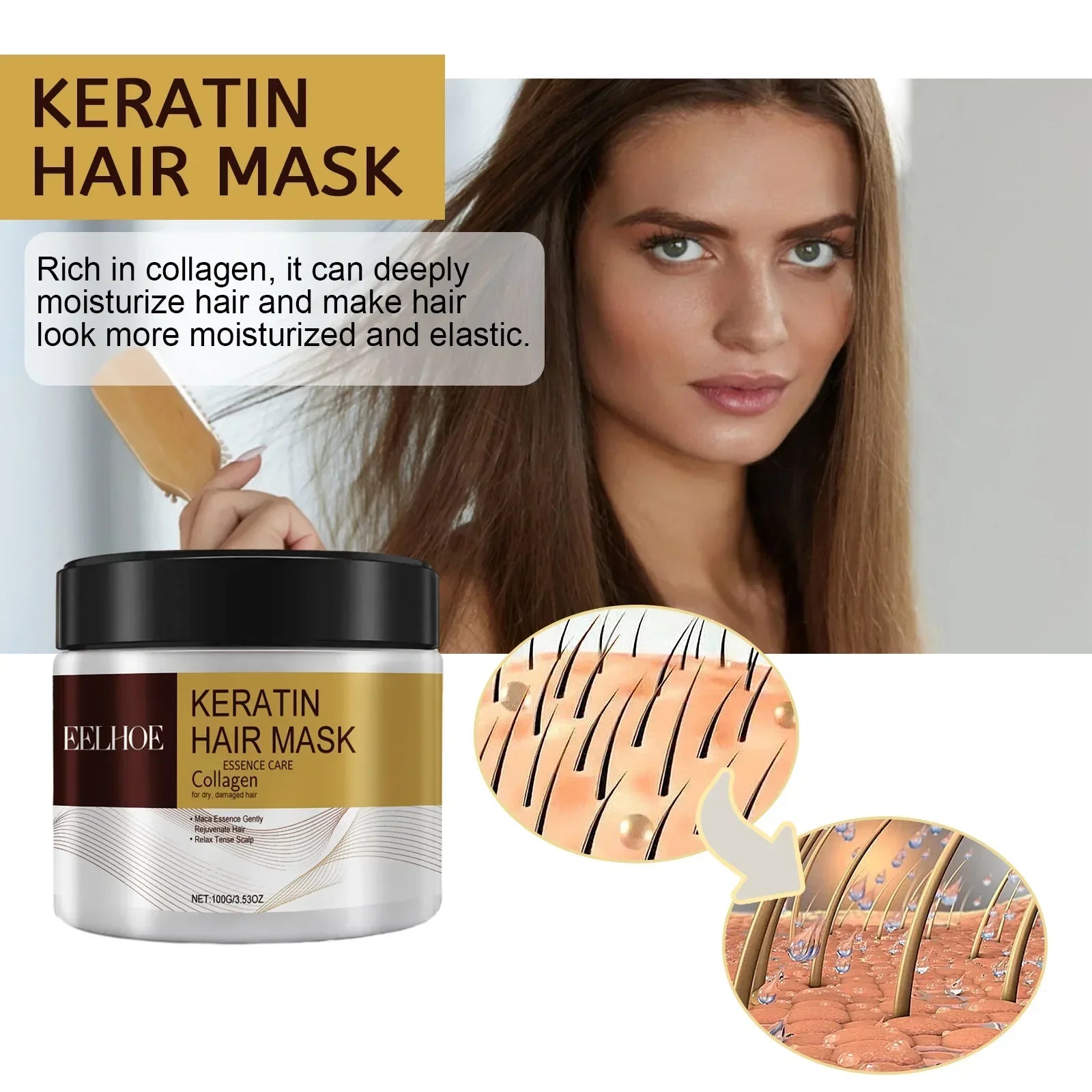 Membrana para el cabello, reparación Natural, mascarilla para el cabello, previene la sequedad, reparación de extremos divididos, daño, enredos de Frizz, productos para el cuidado del cabello suave y liso