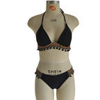 Bikini Set Ticotrendy Mujer Estilo Playa Cuello Halter Bordeado | Cintura Alta