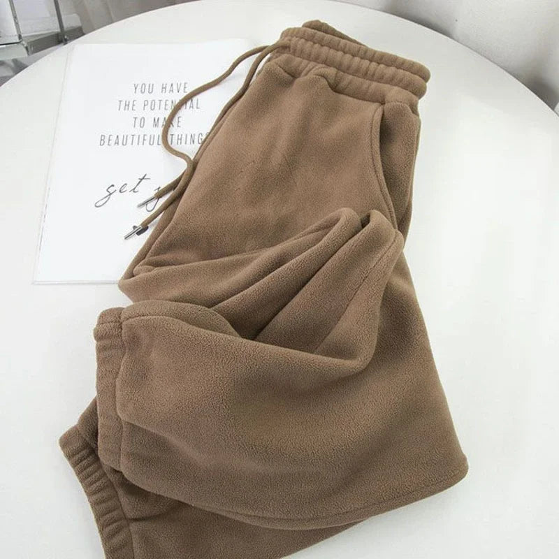 Pantalón Harem Lana Cálida | Pierna Ancha Holgado | Cintura Alta y Cordón Unisex | Ticotrendy