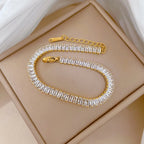 Pulseras de cadena de tenis de circonio brillante de lujo de acero inoxidable para mujeres y hombres, brazalete de moda de Hip Hop, accesorios, regalos de joyería