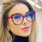 Montura Gafas Ojo Gato Lujo Personalidad | Protección Luz Azul Óptica Titanio Plástico