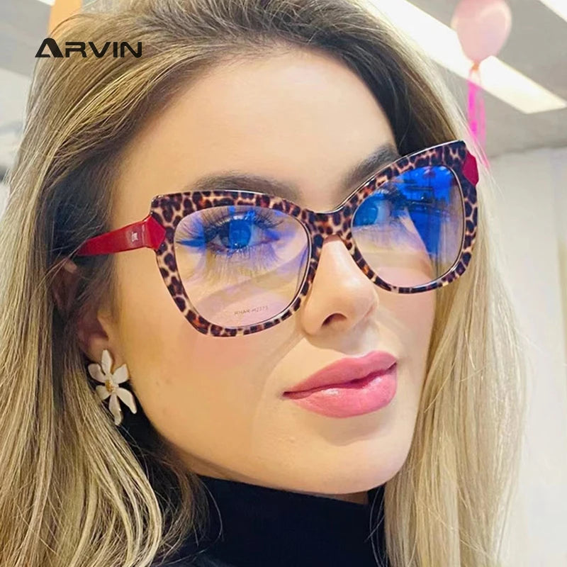 Montura Gafas Ojo Gato Lujo Personalidad | Protección Luz Azul Óptica Titanio Plástico