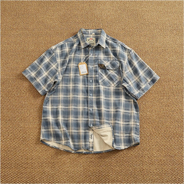 Camisa Casual Hombre | Cuadros Tartán | Algodón Puro | Manga Corta | Ticotrendy Costa Rica
