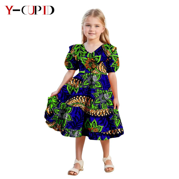Vestido Ankara Cuello Volantes Dobles Niña | Fiesta | Tallas XS-XXL | Tico Trendy