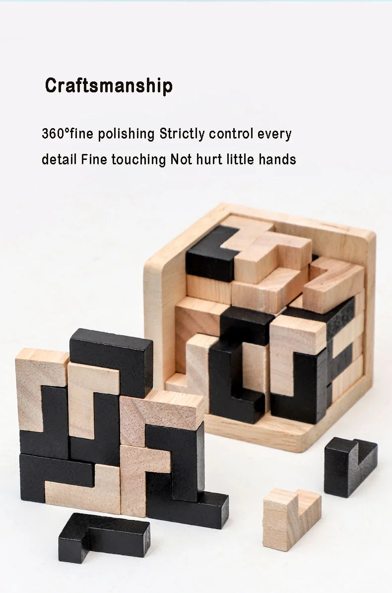 Rompecabezas de cubo 3D Luban entrelazado juguete educativo creativo de madera cerebro mente juego de aprendizaje temprano regalo para niños carta