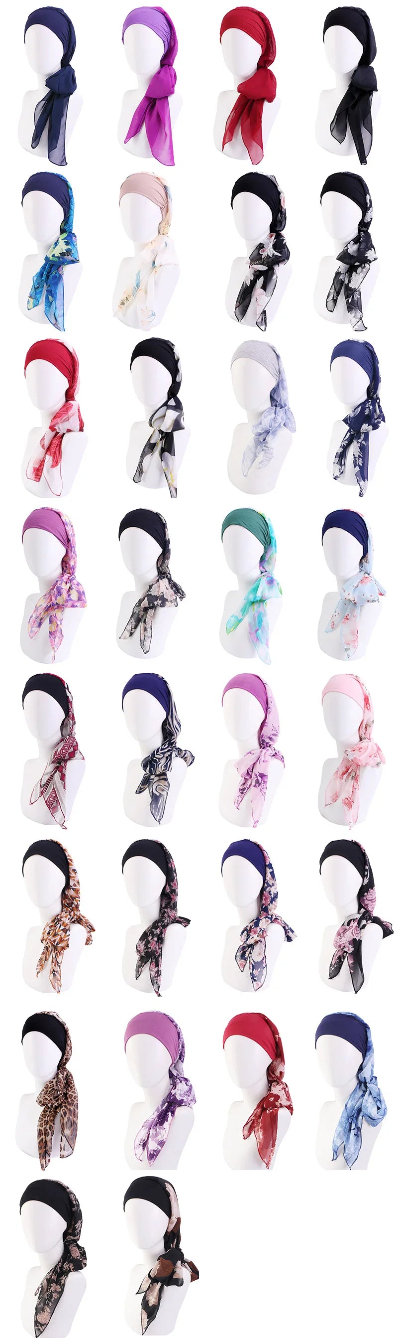 Turbante elástico con estampado de flores para mujer musulmana, para la cabeza preatado Hijab, Bandana para la pérdida de cabello, bufanda para la cabeza, novedad