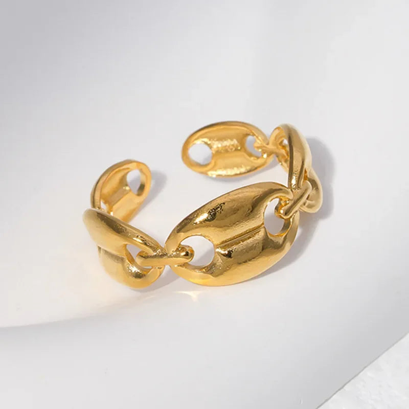 Anillos de café cubanos de Hip Hop para mujeres y hombres, anillos abiertos ajustables de acero inoxidable de Color dorado y plateado, accesorios de regalo