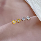 Pendientes de circonita cuadrados simples de acero inoxidable para mujeres y hombres, accesorios para las orejas geniales, accesorios de joyería, regalos