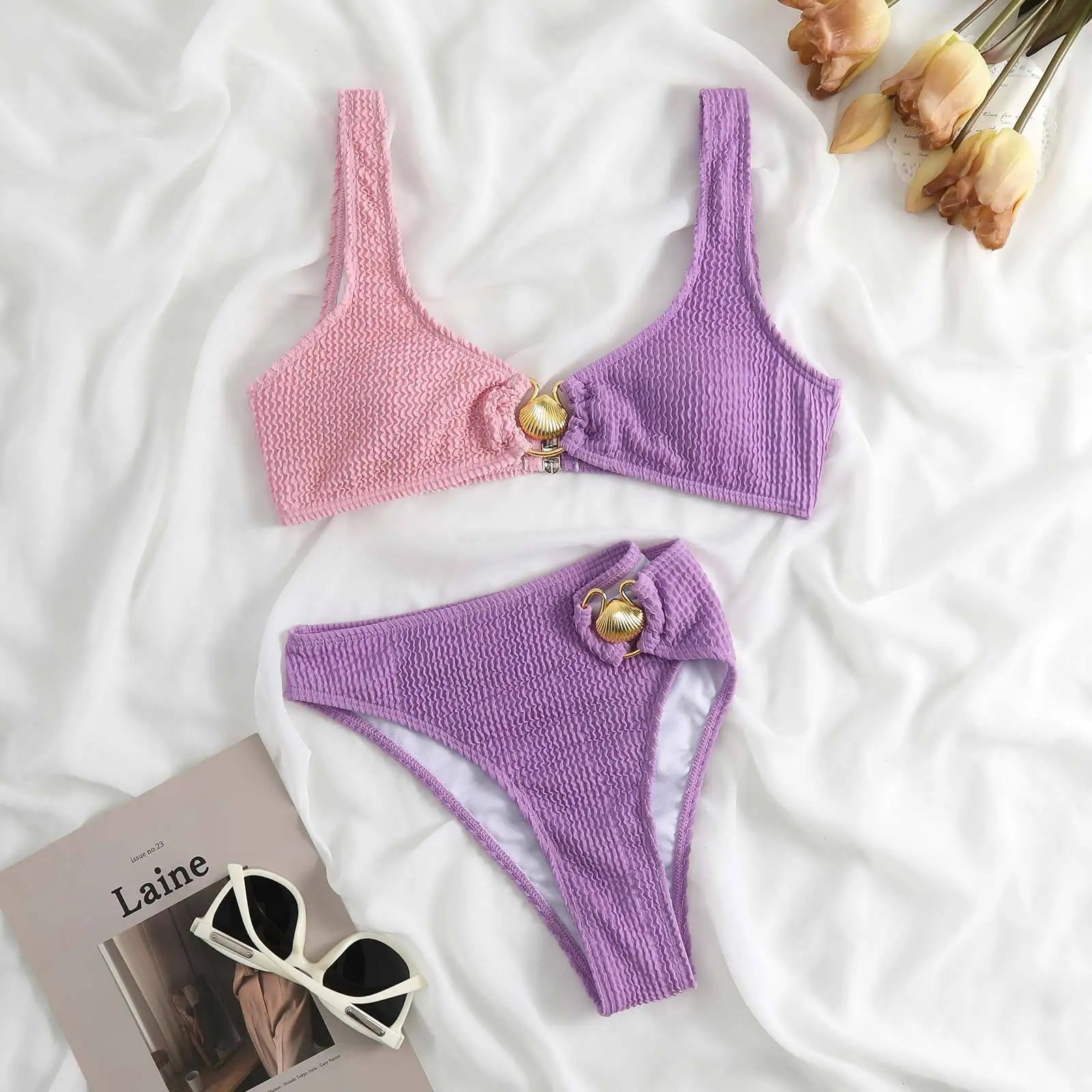 Bikini de Dos Piezas con Concha - Top Sexy para Playas de Guanacaste