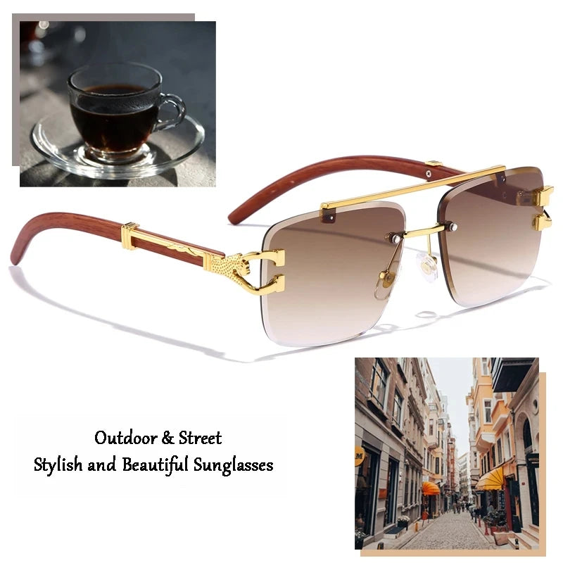 Gafas de Sol Retro | Montura Cuadrada y Parte Superior Plana | Doble Puente