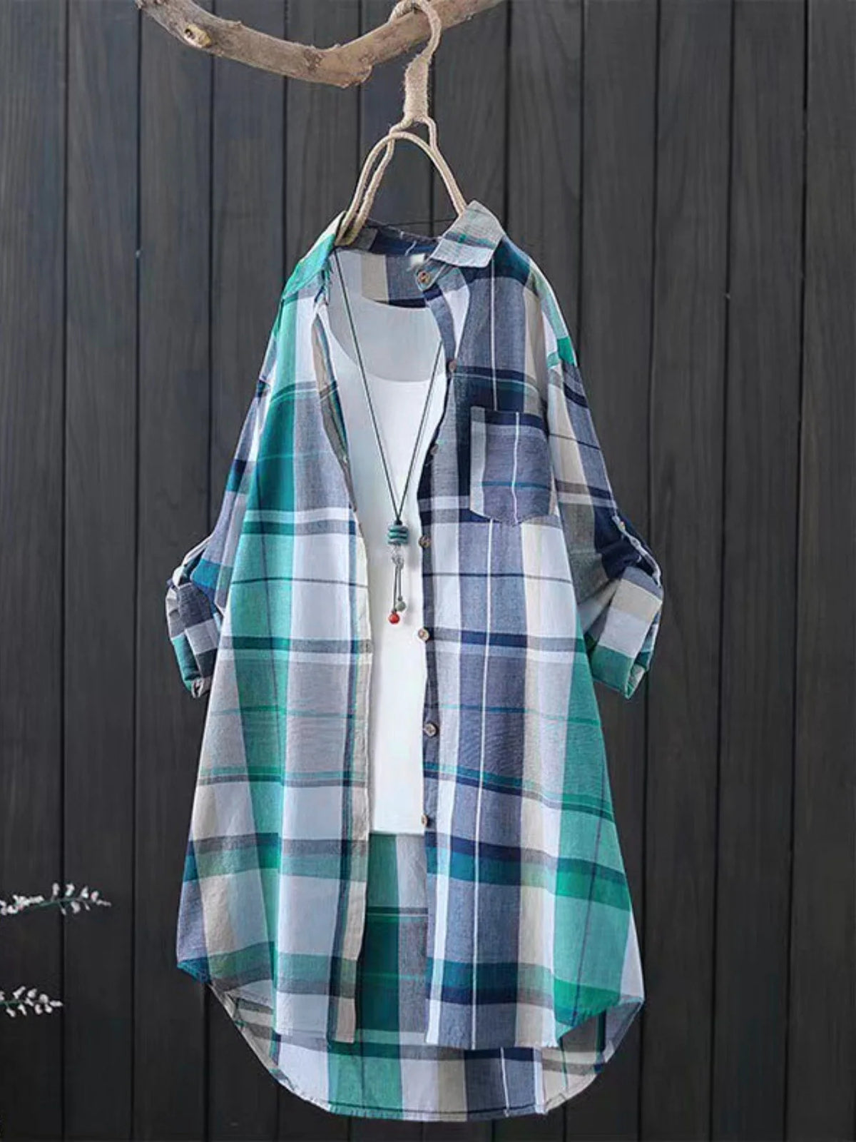 Camisa Cuadros Solapa Protector Solar Plus Size | Manga Larga | Tallas 1XL-5XL | Tico Trendy