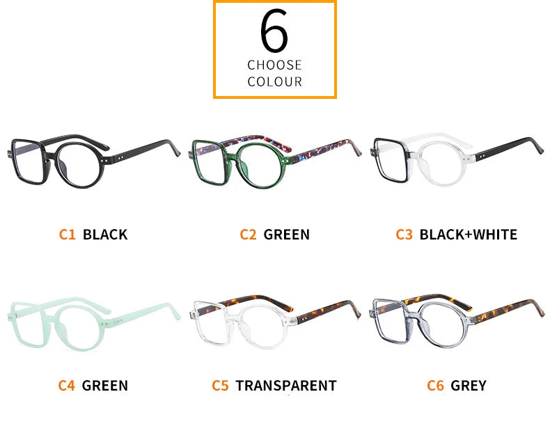 Montura Gafas Asimétricas Retro Redondas Cuadradas | Lentes Transparentes Unisex Ópticas