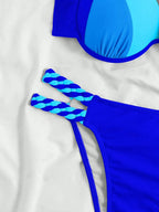 Bikini Push Up Colorblock con Estilo Halter para Playa