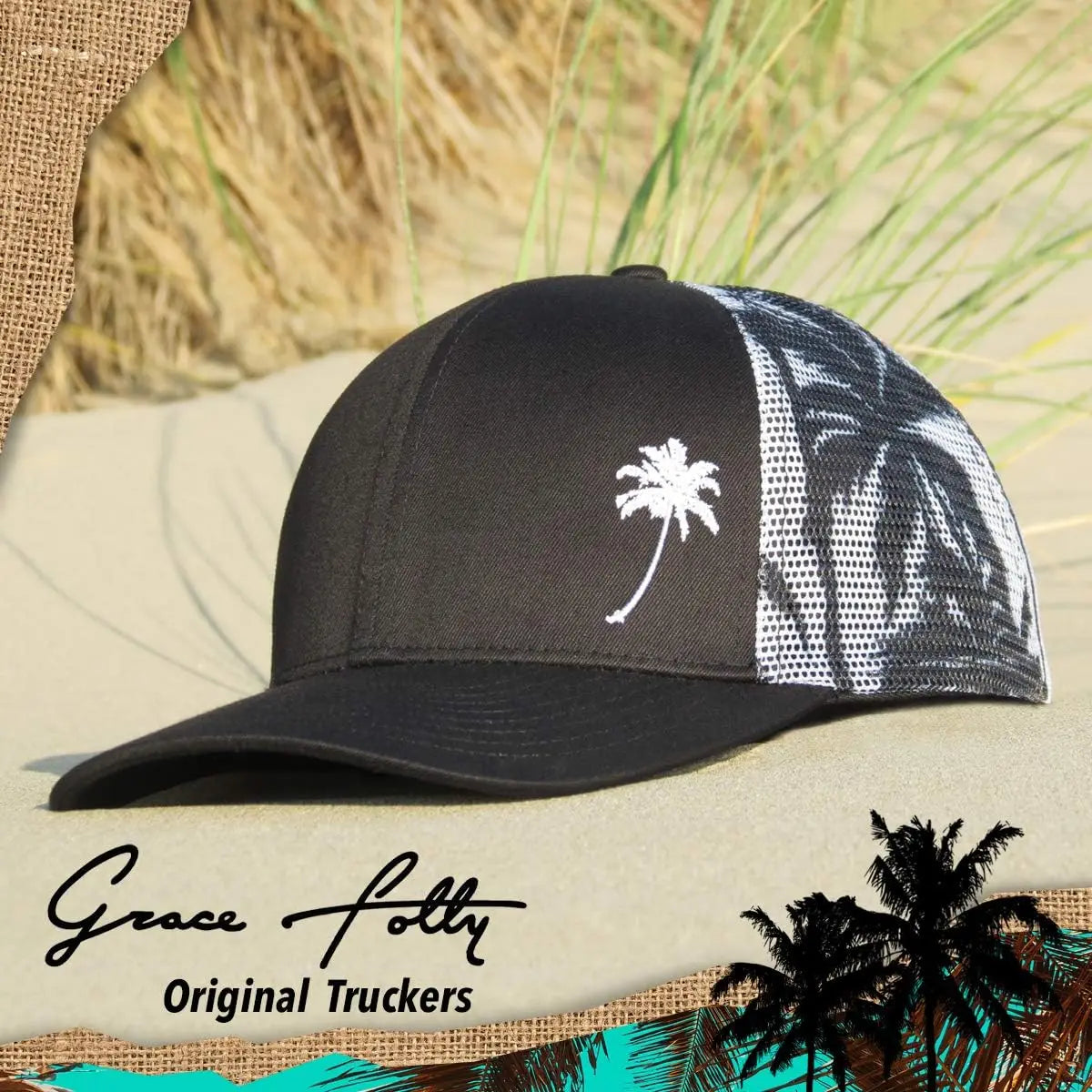 Trucker Cool Designs Transpirable Cocoteros Bordado Béisbol Sombra al aire libre Protección solar Gorra de malla Sombrero para el sol para hombres y mujeres