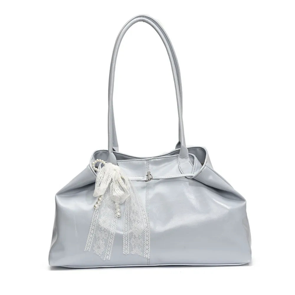 Bolso de Hombro Vintage para Mujer | Lazo de Encaje y Color Sólido | Versátil para Viajes | Ticotrendy