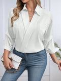 Camisa Blanca Diseño Diagonal Plus Size | Cuello Vuelto Holgada | Tallas 1XL-5XL | Tico Trendy