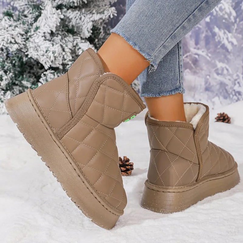 Botas de Plataforma con Felpa | Color Caqui | Moda Tica | Invierno