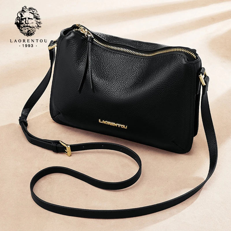 LAORENTOU bolso de hombro para mujer de piel auténtica 2025 Otoño Invierno bolso cruzado clásico bolso de moda que combina con todo elegante Oficina