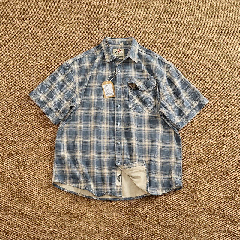 Camisa Casual Hombre | Cuadros Tartán | Algodón Puro | Manga Corta | Ticotrendy Costa Rica