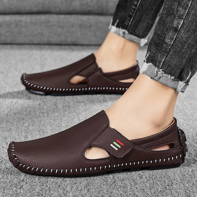 Mocasines Cuero Hombre 2025 ∣ Ahuecados Conducción ∣ Lujo Verano