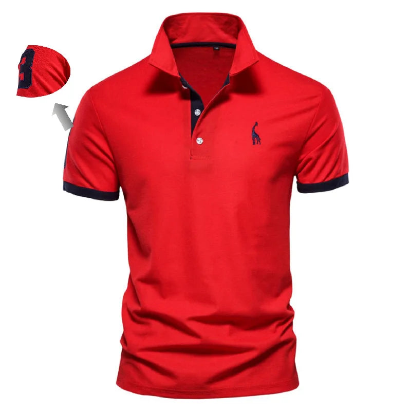 Polo Bordado Ajustado Hombre | Color Sólido Manga Corta | Tallas XS-5XL | Tico Trendy