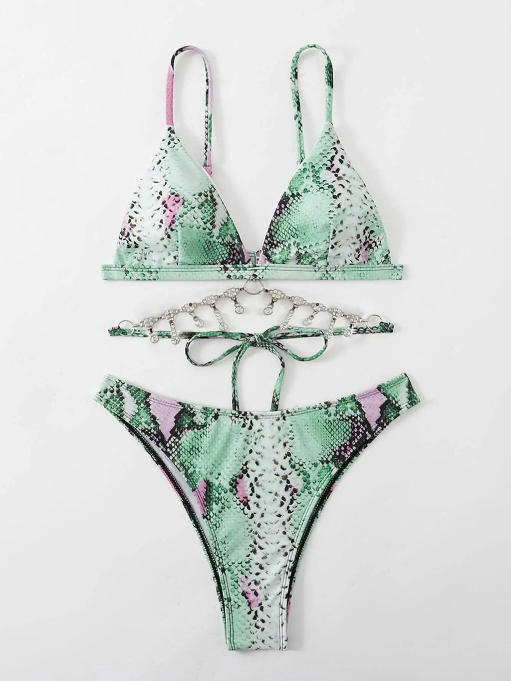 Bikini de Serpiente con Lentejuelas - Traje de Baño Glam para la Arena