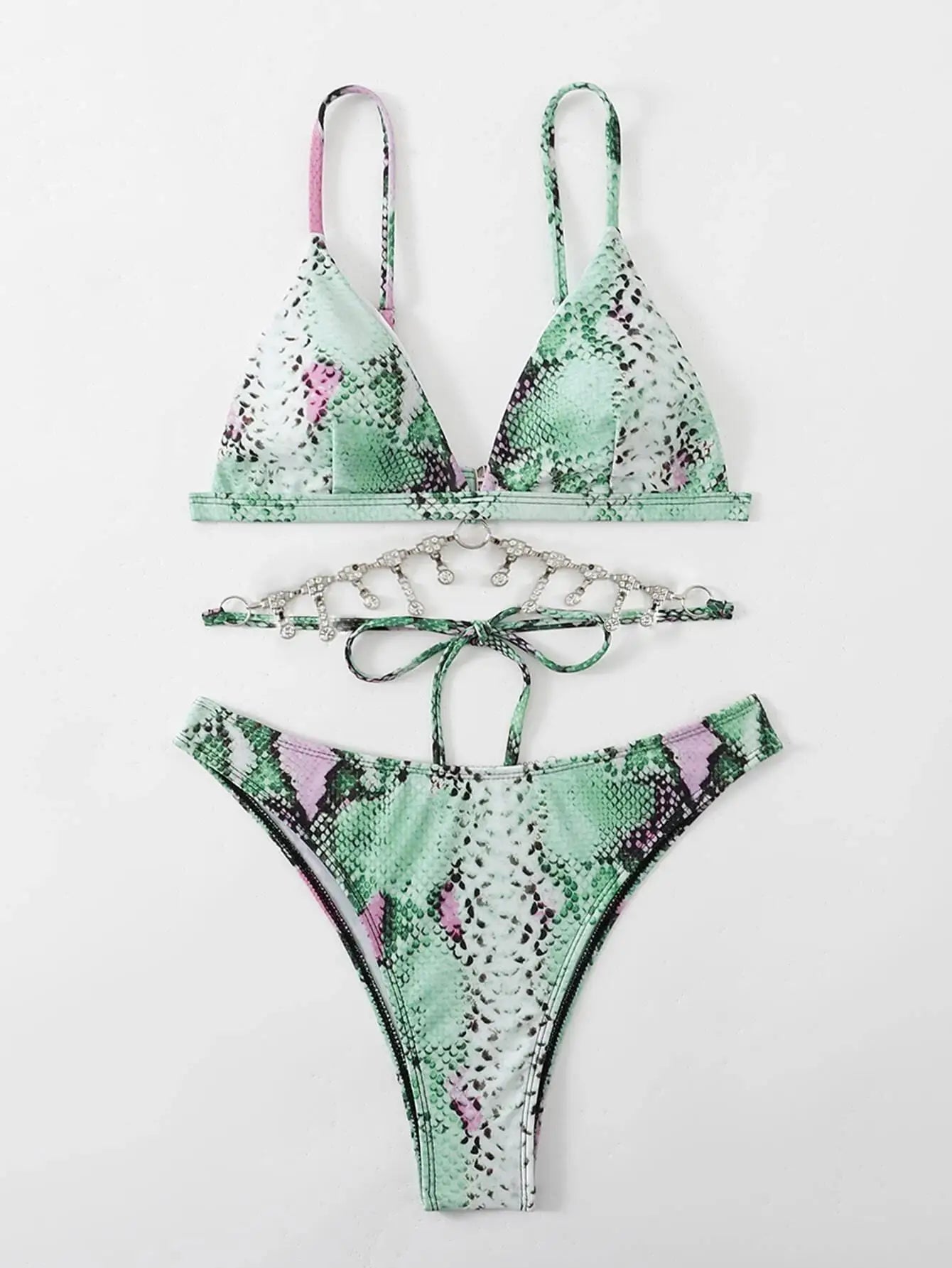 Bikini de Serpiente con Lentejuelas - Traje de Baño Glam para la Arena