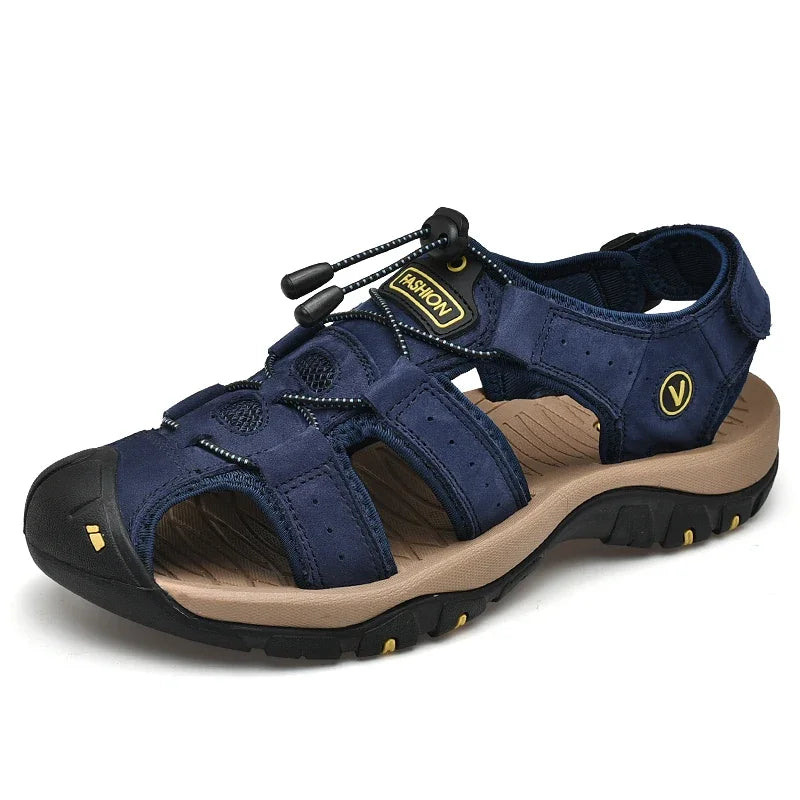 Sandalias Cuero Genuino Hombre Ticotrendy Casual Plataforma Hebilla | Moda Lujo Ajustable