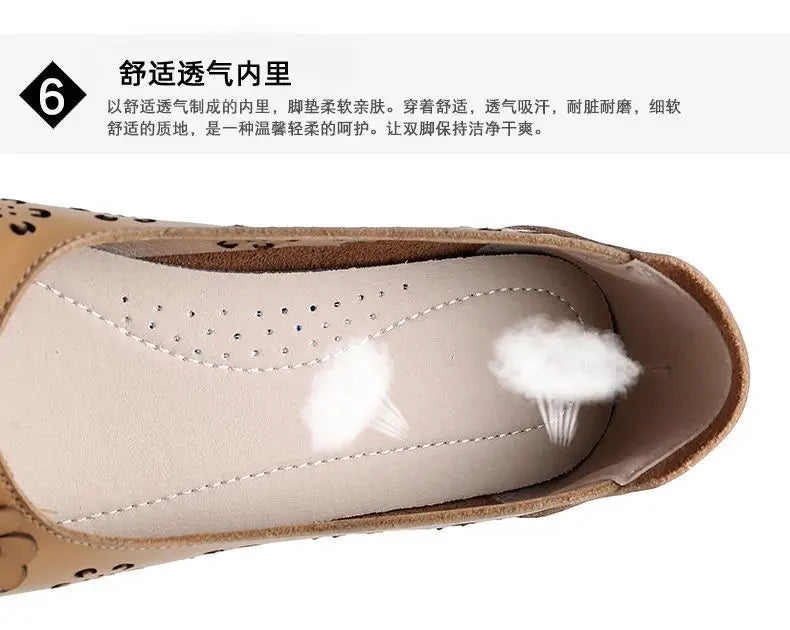 Mocasines de Cuero con Diseño Floral | Recortes Blancos | Planos | Informales