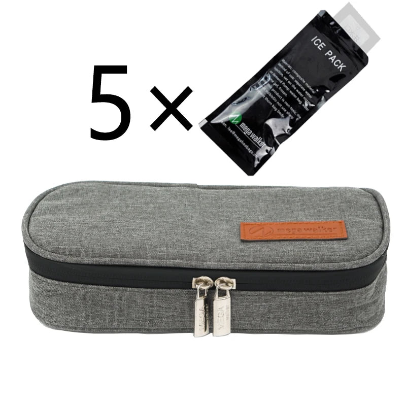 Caja enfriadora de insulina mega, bolsa de tamaño mediano, Estuche De Viaje de insulina para diabéticos con aislamiento portátil, bolsa de hielo de papel de aluminio de tela de nailon