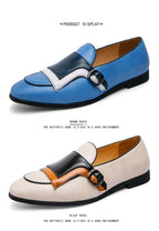 Mocasines Azules Lujo Hombre | Casual Negocios Punta Redonda Sin Cordones Talla Grande