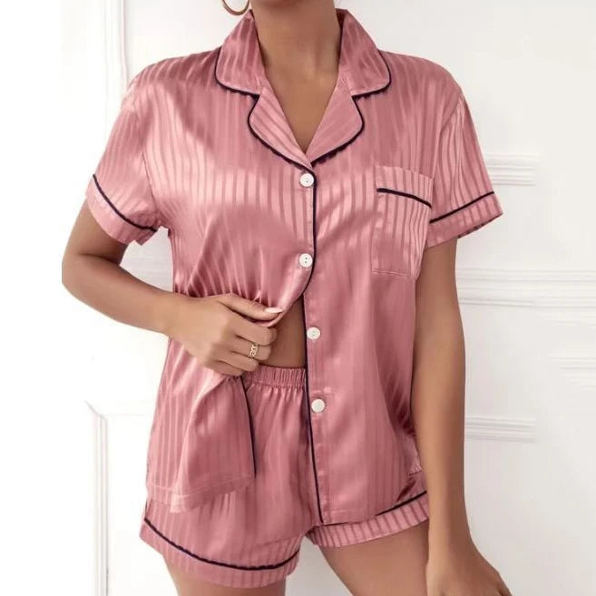 Pijama de Satén Azul Marino | Talla Grande