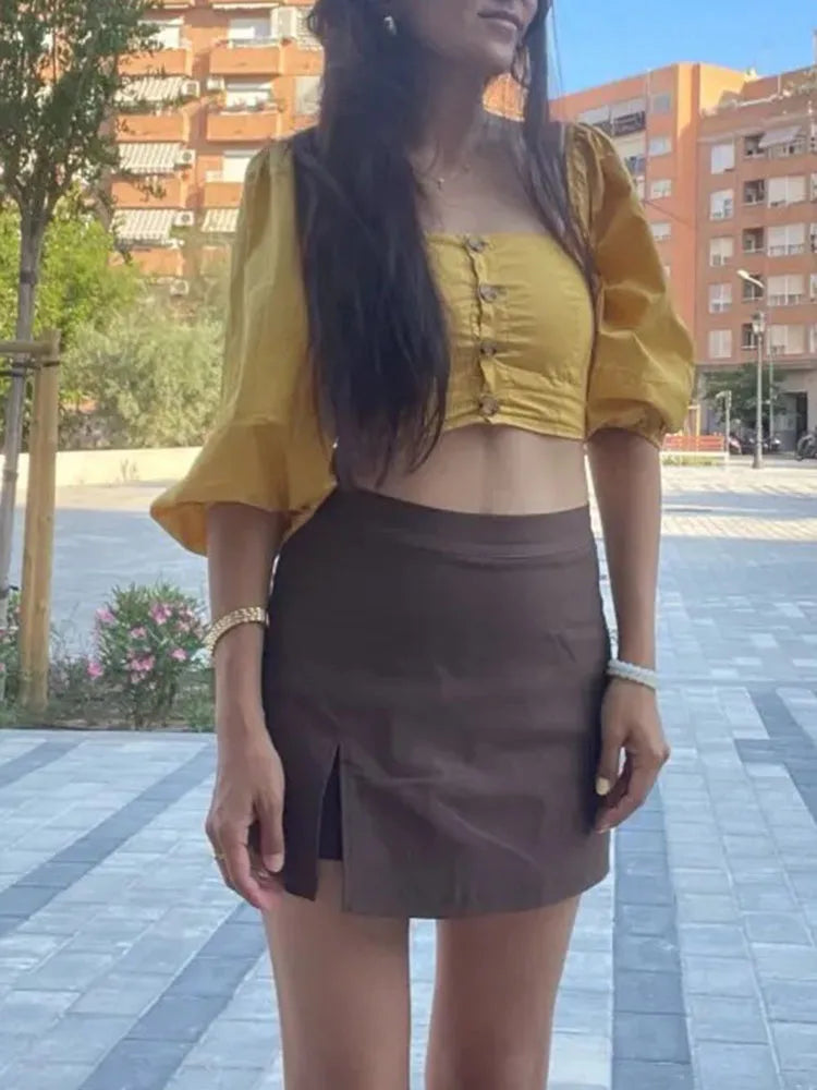 Minifalda-Short de Oficina | Cremallera y Cintura Alta