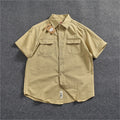 Camisa Informal Hombre | Algodón Retro | Bolsillo Tubo | Manga Corta | Ticotrendy