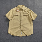 Camisa Informal Hombre | Algodón Retro | Bolsillo Tubo | Manga Corta | Ticotrendy