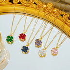 Cadena de acero inoxidable, collares con colgante de trébol de circón colorido romántico clásico para mujeres y niñas, accesorios de joyería, regalos