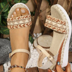 Sandalias de Cuña | Plataforma Trenzada | Estilo Bohemio | Mujer