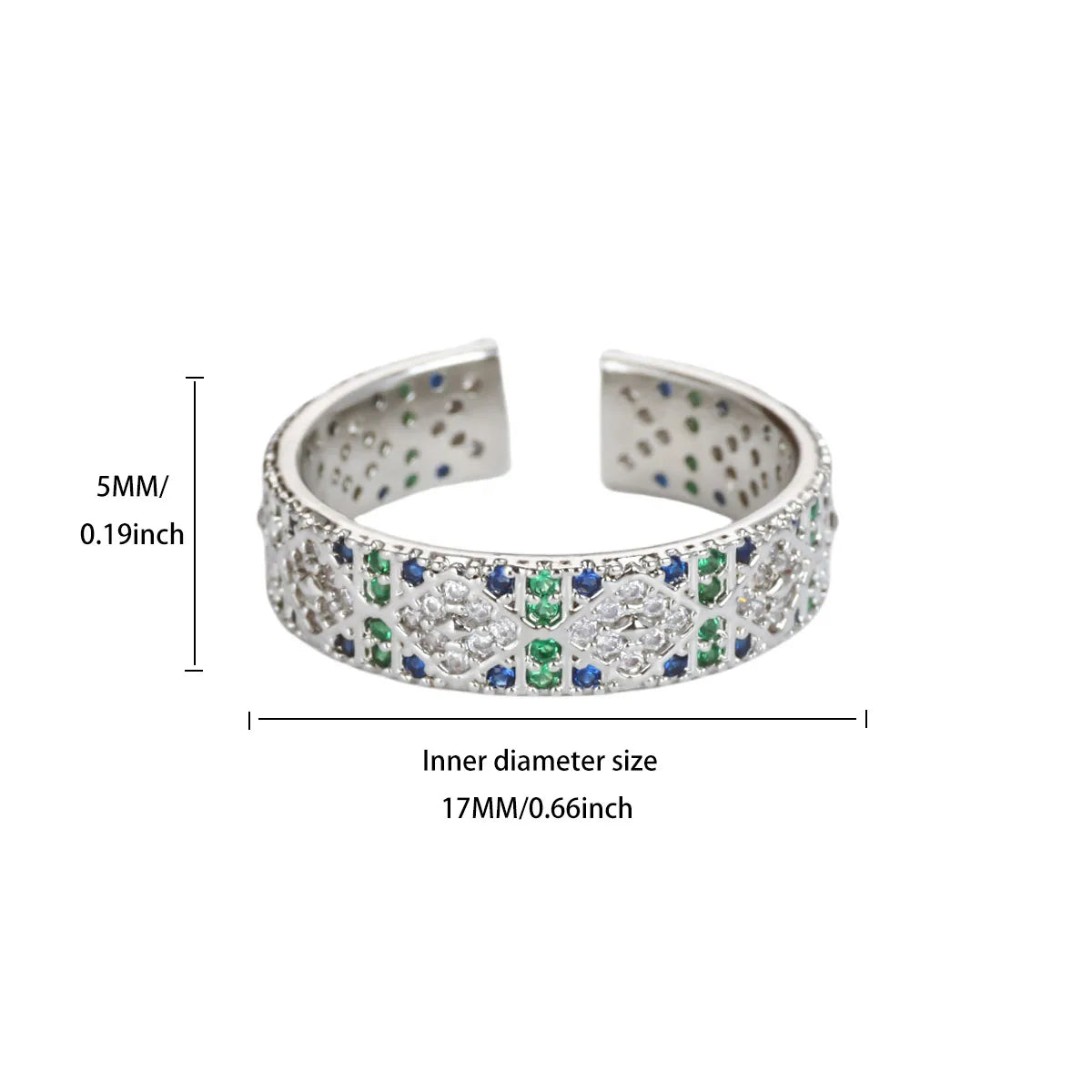 Anillo Ticotrendy Lujo | Circón Arcoíris | Abierto Acero Oro | Joyería Moda