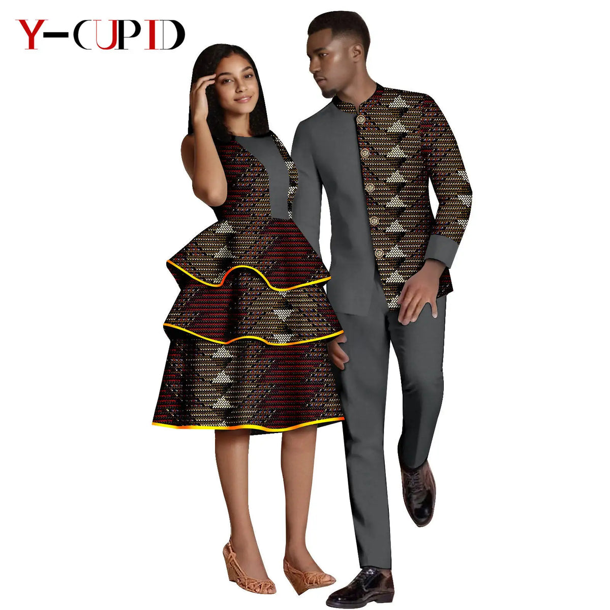 Vestido Escalonado Estampado Africano Pareja | Chaqueta y Pantalón | Tallas S-6XL | Tico Trendy
