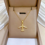 Collar Avión Circón Acero Inoxidable | Colgante Hip Hop | Joyería Unisex Regalo